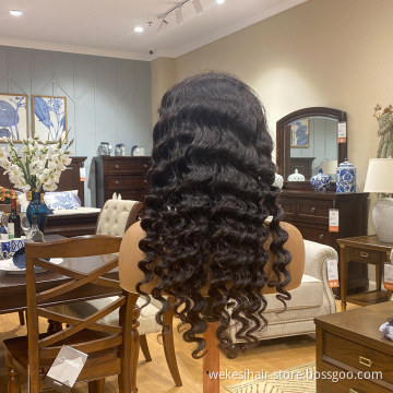 WKSwigs 10a Human Hair Swiss Lace Wig Vietenamese Deep Wave Virgin Cuticle Aligned HD Lace Transparent Deep Curls Frontal Wig